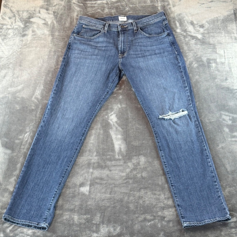 Hudson Men's Jeans Blake Pollux Straight‎ Leg Size 36 Medium Wash Distressed